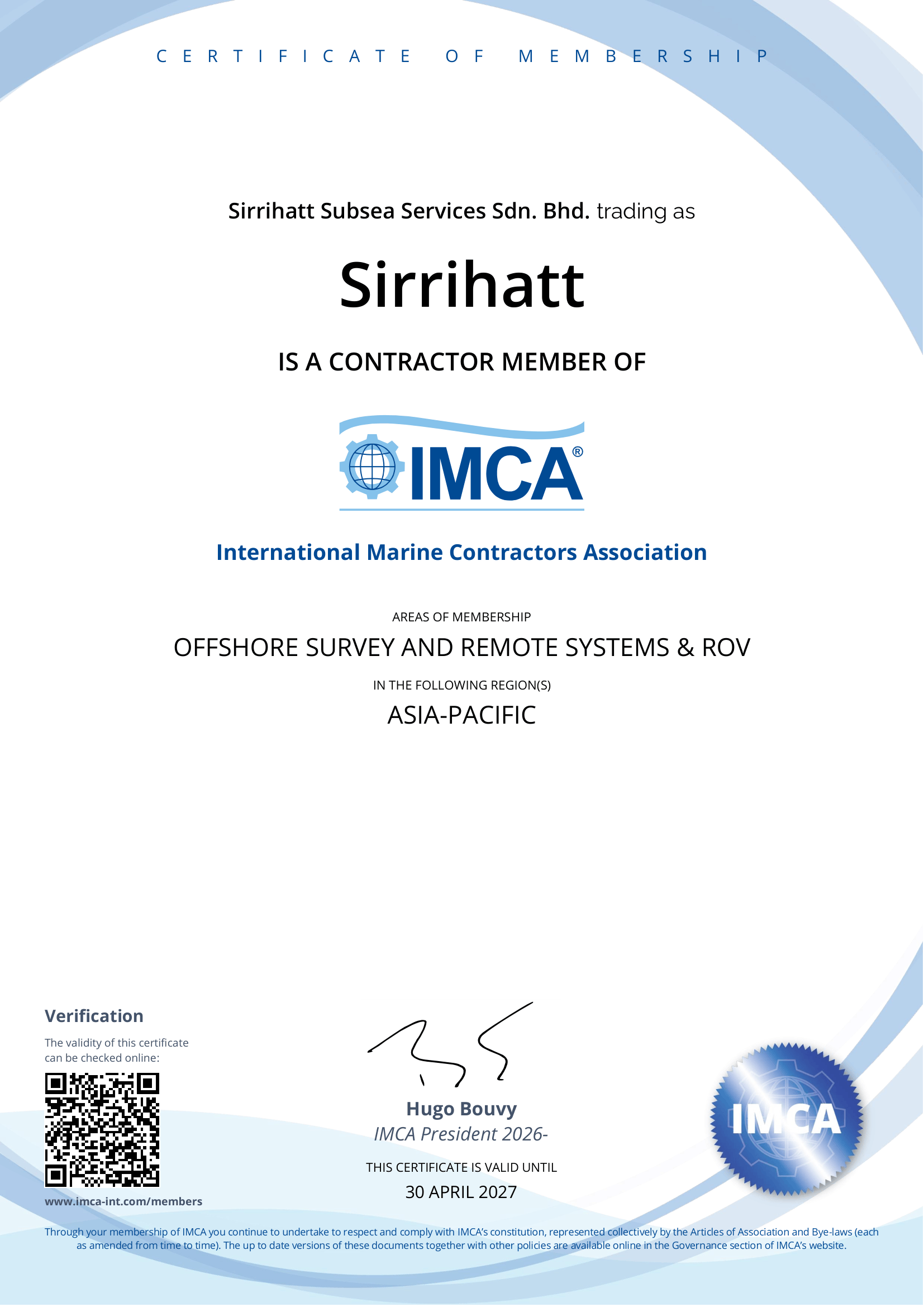 IMCA certification